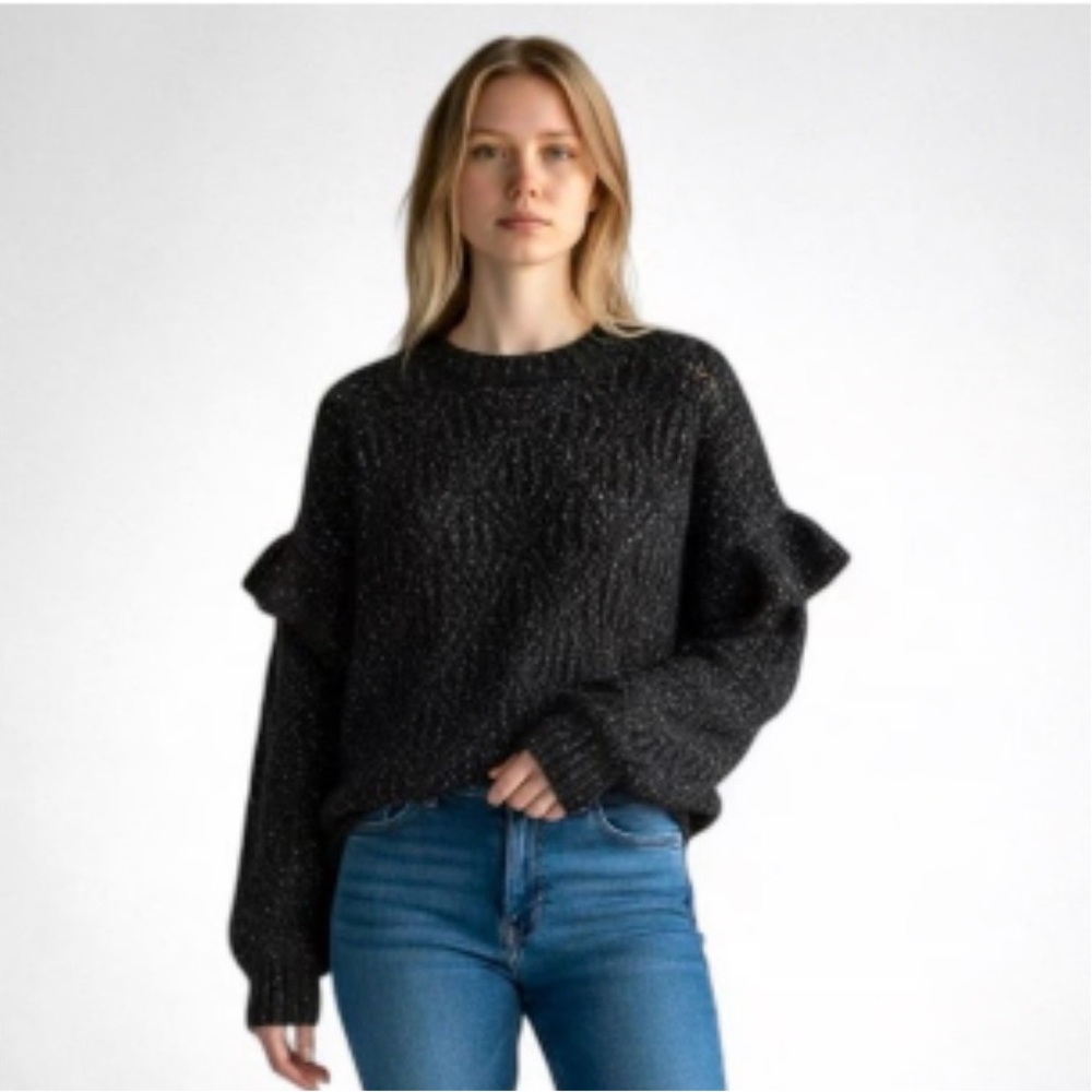 🌼 Old Navy Black Shimmer Ruffle Sleeve Sweater 2X